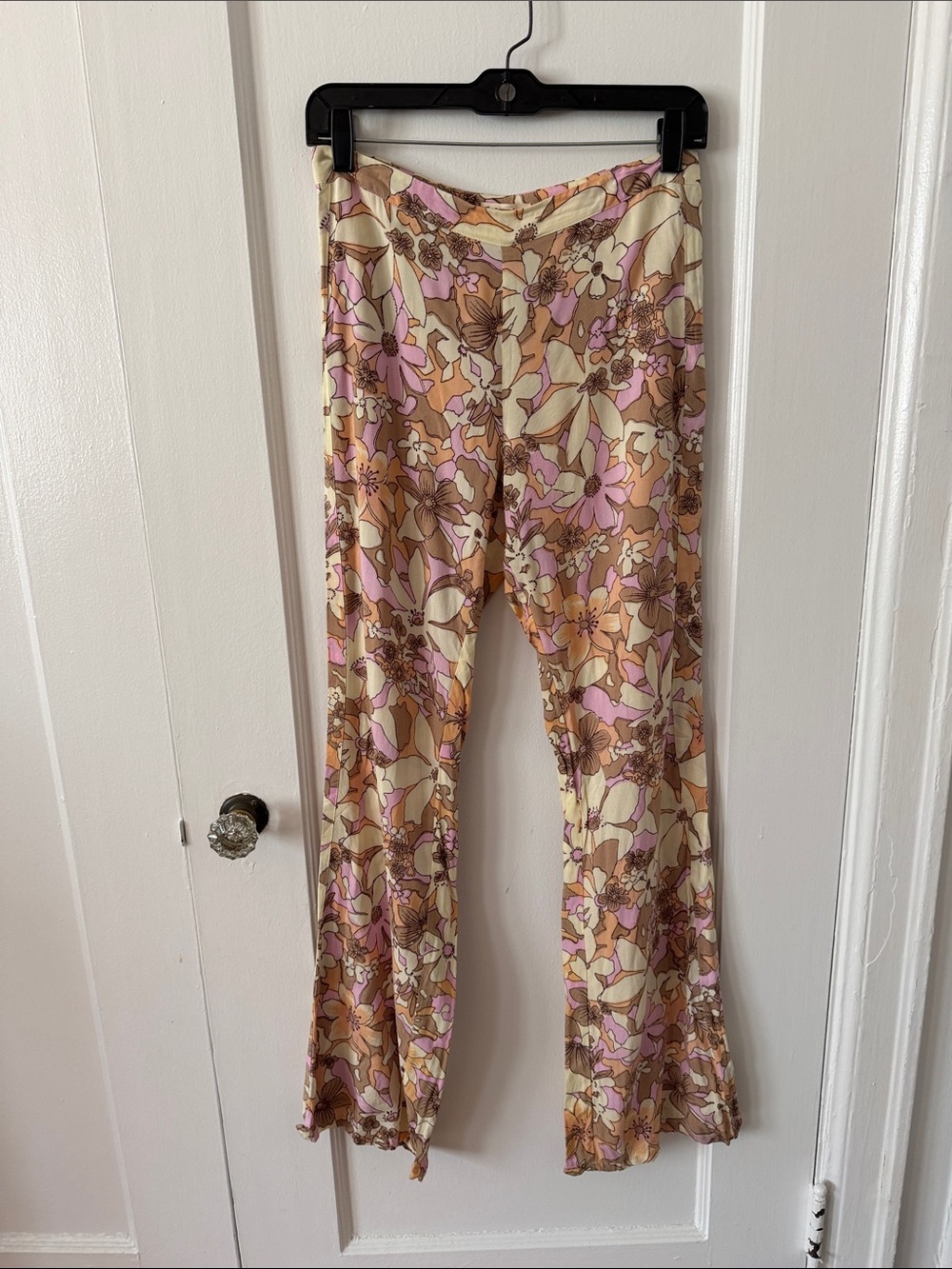 For Love And Lemons Renata Tan Floral Wide-Leg Pants - Picture 2 of 8